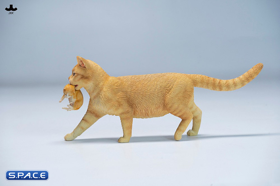 Domestic Cat with Kitten Statue (red)