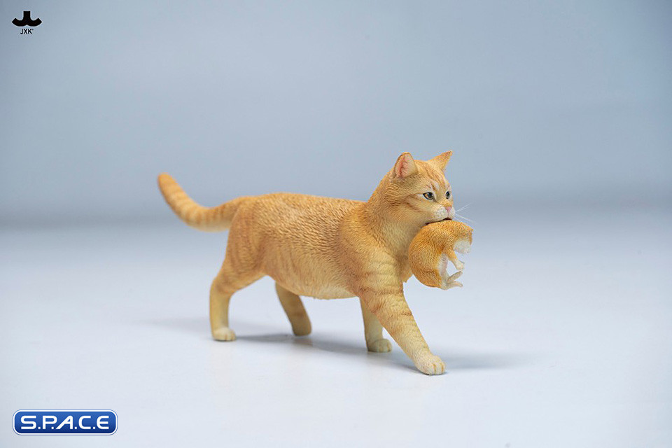 Domestic Cat with Kitten Statue (red)