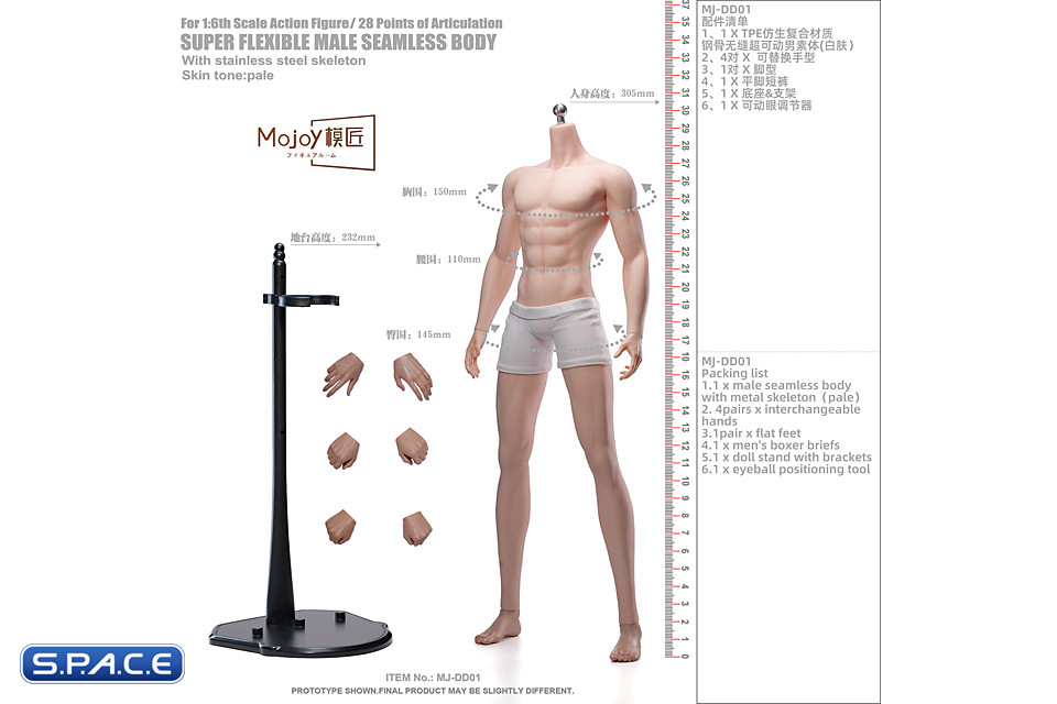 1/6 Scale Seamless Male pale Body DD01