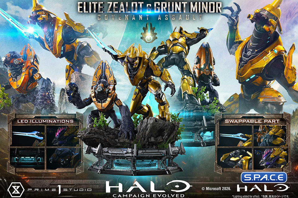 1/4 Scale Elite Zealot & Grunt Minor Covenant Assault Ultimate Premium Masterline Statue - Bonus Version (Halo: Campaign Evolved)