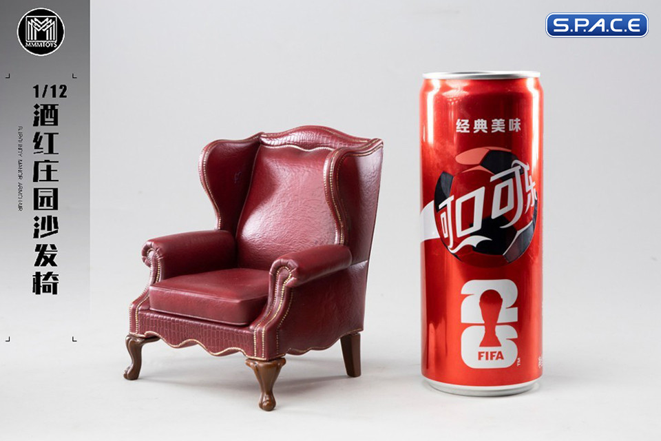 1/12 Scale Burgundy Manor Armchair