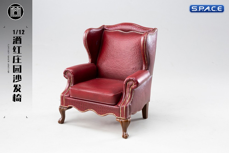 1/12 Scale Burgundy Manor Armchair