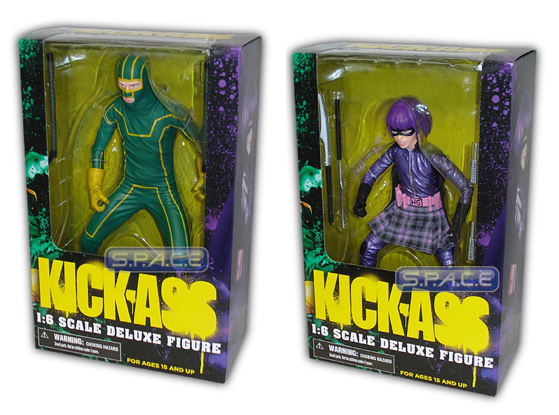 Set of 2: 12 Kick-Ass and Hit-Girl Deluxe Figure (Kick-Ass)