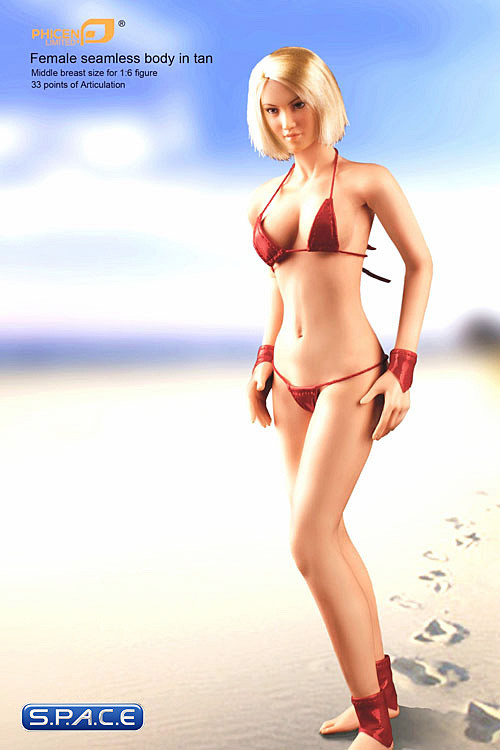 1/6 Scale Seamless Female tan Body - middle breast / short blonde hair