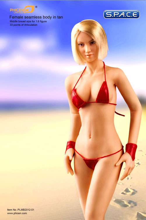 1/6 Scale Seamless Female tan Body - middle breast / short blonde hair