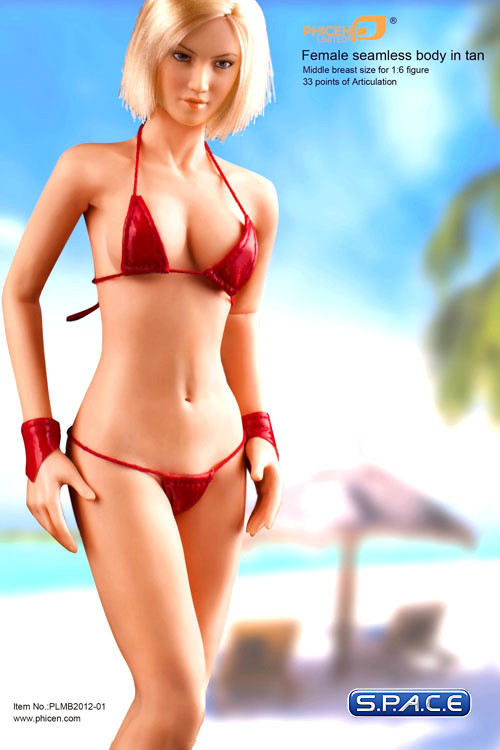 1/6 Scale Seamless Female tan Body - middle breast / short blonde hair