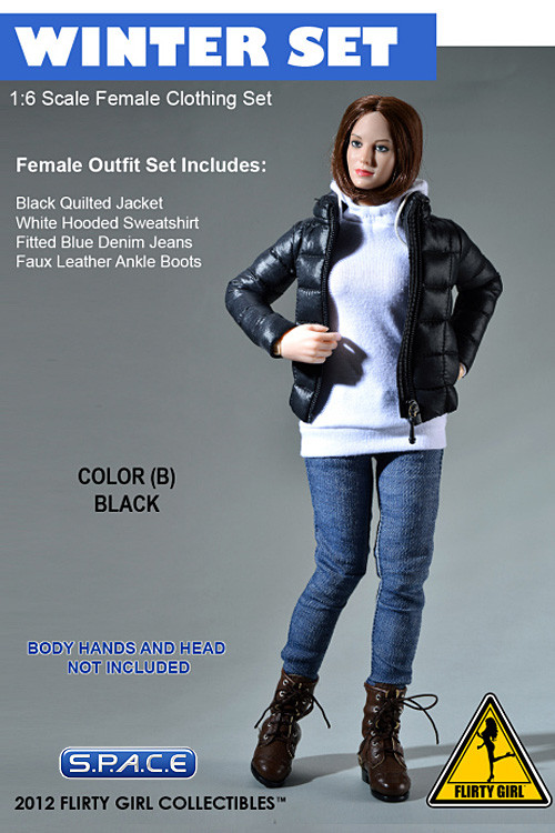1/6 Scale Female Clothing Set - Winter Set B (Black Version)
