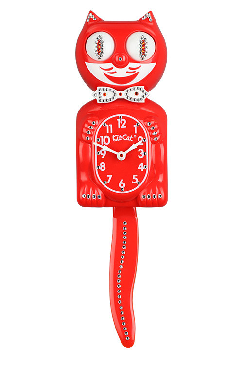 Rose Float Jeweled KitCat Clock (JBC31)