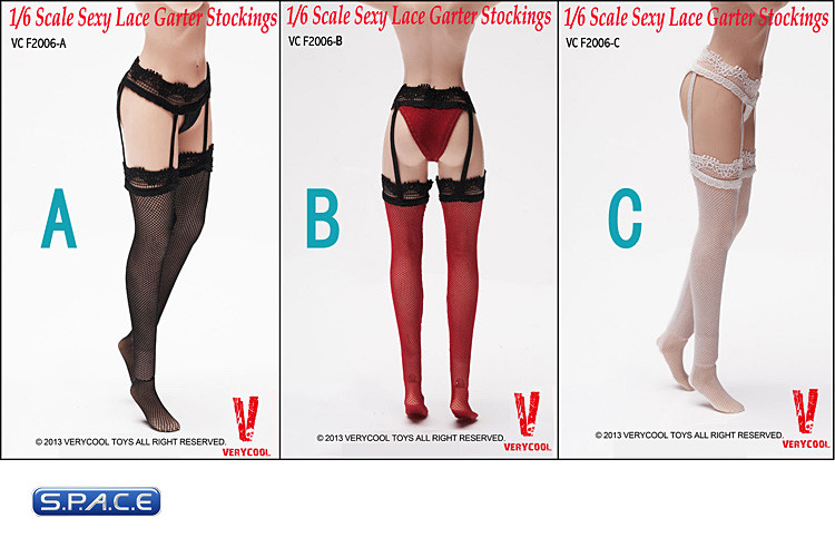 1/6 Scale Sexy Lace Garter Stockings (Red)