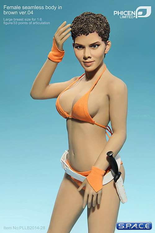 1/6 Scale Seamless Female brown Body - large breast / short brown hair