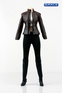 1/6 Scale Modern Women Leather Dress Suit (brown Jacket)