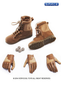 1/6 Scale Female Set Boots + Glove VCF-2018A (Dark Brown)