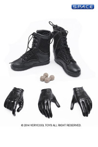1/6 Scale Set Boots + Glove VCF-2018B (Black)