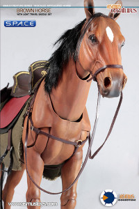 1/6 Scale Brown Horse with light travel saddle set