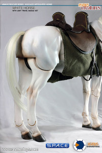 1/6 Scale White Horse with light travel saddle set