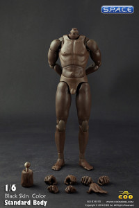 1/6 Scale Standard male black Body - narrow Shoulders