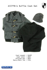 1/6 Scale grey short Duffle Coat Set