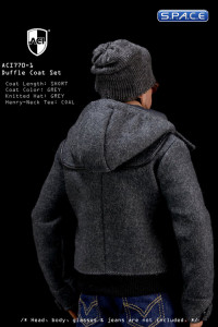 1/6 Scale grey short Duffle Coat Set