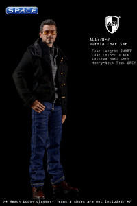 1/6 Scale black short Duffle Coat Set