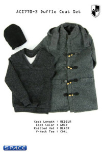 1/6 Scale grey medium Duffle Coat Set