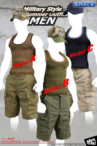 1/6 Scale Mens Military Style Summer Outift Set olive