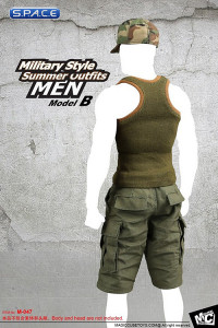 1/6 Scale Mens Military Style Summer Outift Set green