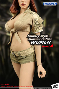 1/6 Scale Womens Military Style Summer Outift Set olive