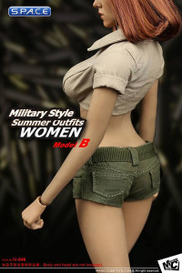 1/6 Scale Womens Military Style Summer Outfit Set beige