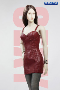1/6 Scale Haute Couture Ladies Sexy Leather Skirt Dress Set B (red)