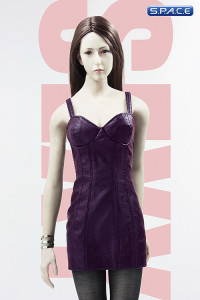 1/6 Scale Haute Couture Ladies Sexy Leather Skirt Dress Set C (purple)