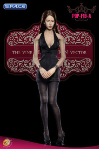1/6 Scale Ladies black low-cut Halter Dress Set