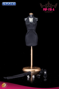 1/6 Scale Ladies black low-cut Halter Dress Set