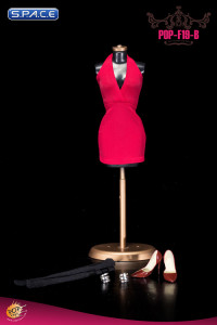 1/6 Scale Ladies red low-cut Halter Dress Set