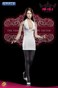 1/6 Scale Ladies white low-cut Halter Dress Set
