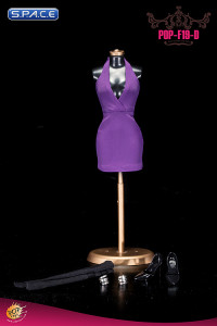 1/6 Scale Ladies purple low-cut Halter Dress Set