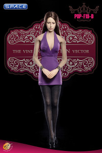 1/6 Scale Ladies purple low-cut Halter Dress Set