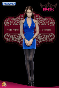 1/6 Scale Ladies blue low-cut Halter Dress Set
