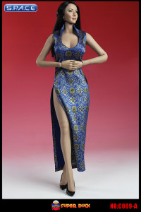 1/6 Scale Cheongsam Dress (blue)