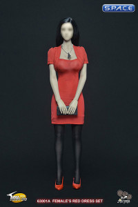 1/6 Scale Females red Dress Set