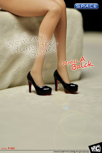 1/6 Scale Womens black High Heel Shoes