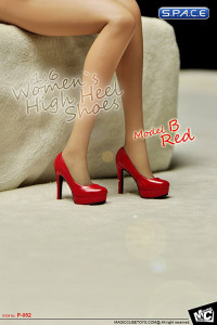 1/6 Scale Womens red High Heel Shoes