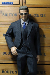 1/6 Scale Mens striped Suit Set (blue)