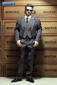 1/6 Scale Mens striped Suit Set (light grey)