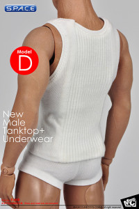 1/6 Scale Male white ripped Cotton Tanktop and Underwear Set