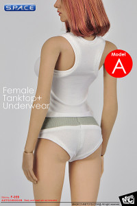 1/6 Scale Female white Tanktop and Underwear Set