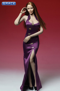 1/6 Scale purple Cheongsam Dress Set