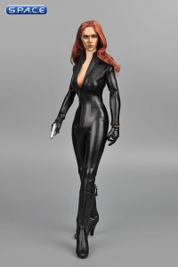 1/6 Scale Black Female Leather Jumpsuit