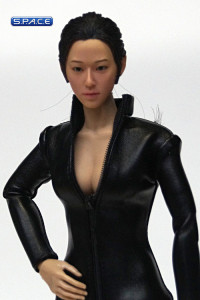 1/6 Scale Asian Female Head Sculpt with black Ponytail