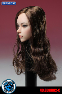 1/6 Scale Female Head Sculpt (brunette long curly Hair)