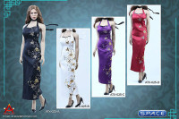 1/6 Scale black patterned Cheongsam Dress Set